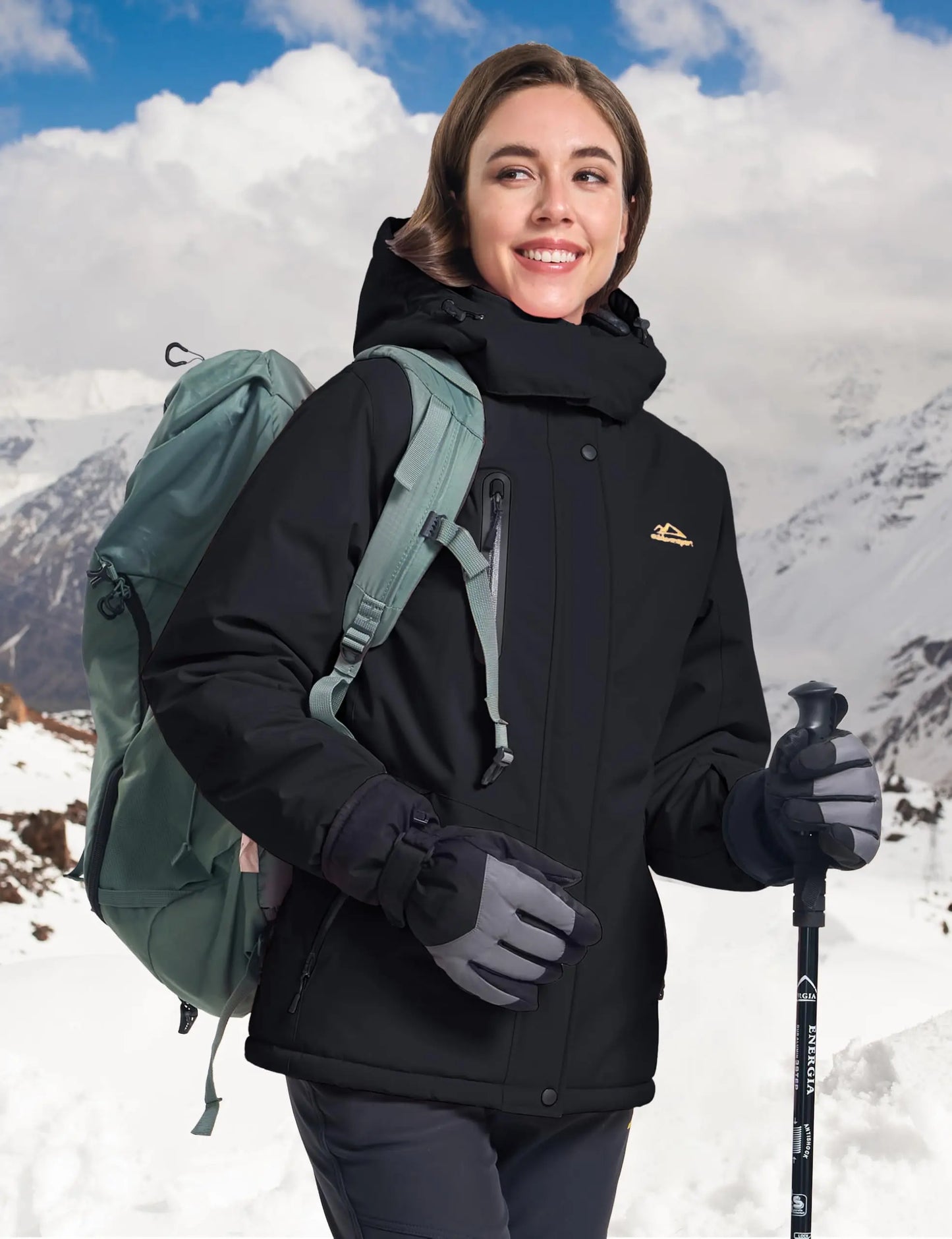 TACVASEN Womens Winter Thermal Jackets Warm Fleece Lined Waterproof Jacktes Snow Ski Hood Coat Mountain Snowboarding Windbreaker