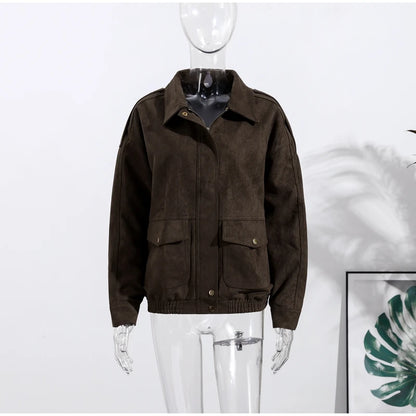 Brown jacket on a mannequin against a white background