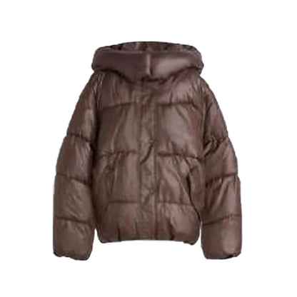 Brown puffer jacket on a white background