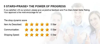 Five-star rating system with text and a couple giving thumbs up.
