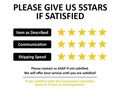 Five-star rating system with text asking for feedback on item description, communication, and shipping speed.