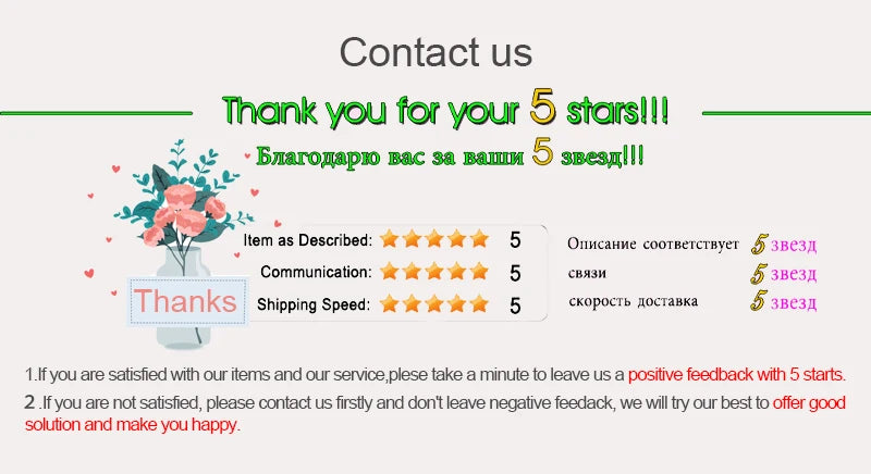 Five-star rating feedback form with floral design and text on a white background