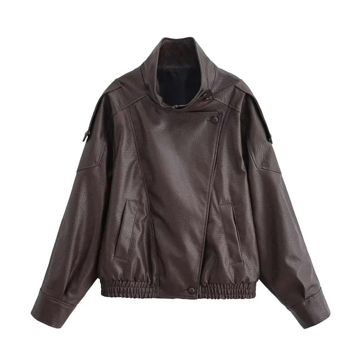 Brown leather jacket on a white background
