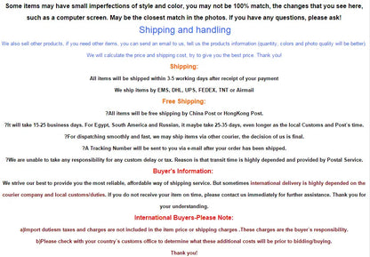 Text detailing shipping and handling information on a white background