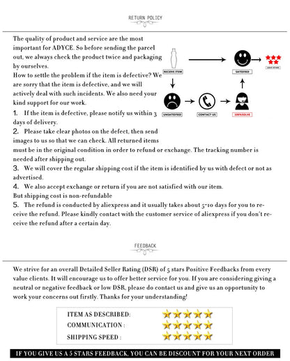 Return policy and feedback section for a product on an e-commerce platform