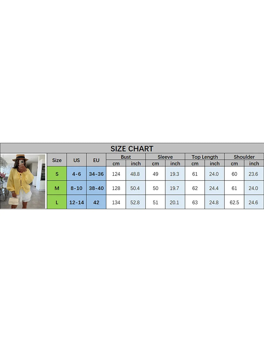 Knitwear Lace-Up Hollow Out Cardigan Top Women's Patchwork Fashion Autumn High Street Clothes Knit Y2k Bandage Cardigan