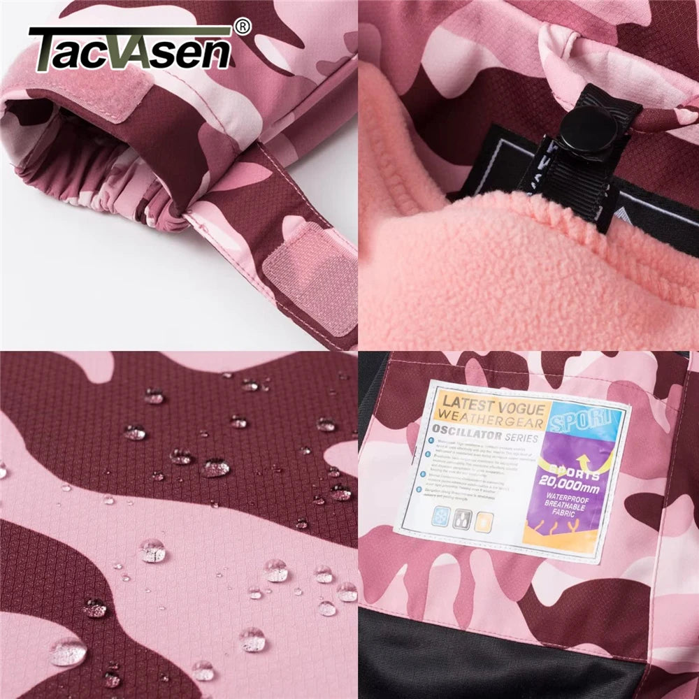 TACVASEN 3 in 1 Fleece Lining Jackets Women's Winter Ski Snowboard Jackets Hooded Coats Windproof Water Resistance Hiking Parka