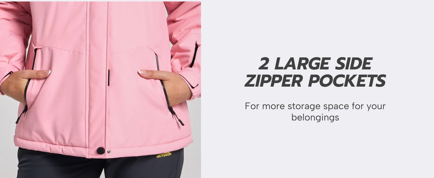 TACVASEN Womens Winter Thermal Jackets Warm Fleece Lined Waterproof Jacktes Snow Ski Hood Coat Mountain Snowboarding Windbreaker