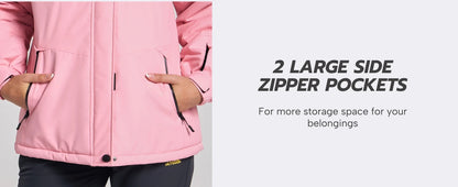 TACVASEN Womens Winter Thermal Jackets Warm Fleece Lined Waterproof Jacktes Snow Ski Hood Coat Mountain Snowboarding Windbreaker