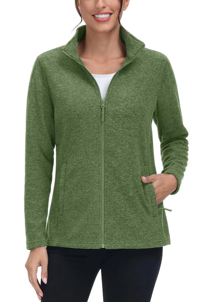 TACVASEN Spring/Autumn Lightweight Full Zip Fleece Jackets Womens Turtleneck Sweater Sports Warm Sweatshirts Thermal Casual Tops