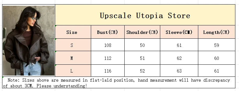 Casual Dark Red  Zipper Leather Short Jackets Women Long Sleeve Lace Up Lapel Loose Button Coat Lady Daily High Street Wear 2025