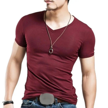 2022 New Men T Shirt Fitness V neck Man T-shirt For Male Clothing T-shirts M-5XL Tops Tees ropa hombre футболка мужская