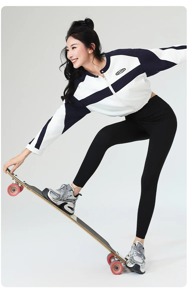 BIVIGAOS Autumn Winter Fleece Pocket Sharkskin Leggings Women High Waist Tight-Fit Velvet Thickened Warm Sports Running Leggings