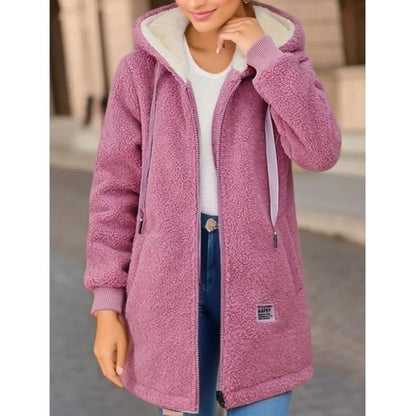 Women's Hooded Top  Winter Coat Thickened Fleece-lined Sweatshirt Carِdigan Winter Trendy New Style Lamb Wool Jacket Ladies
