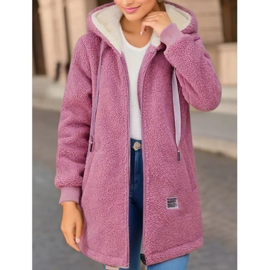 Women's Hooded Top  Winter Coat Thickened Fleece-lined Sweatshirt Carِdigan Winter Trendy New Style Lamb Wool Jacket Ladies