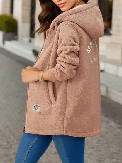 Women's Hooded Top  Winter Coat Thickened Fleece-lined Sweatshirt Carِdigan Winter Trendy New Style Lamb Wool Jacket Ladies