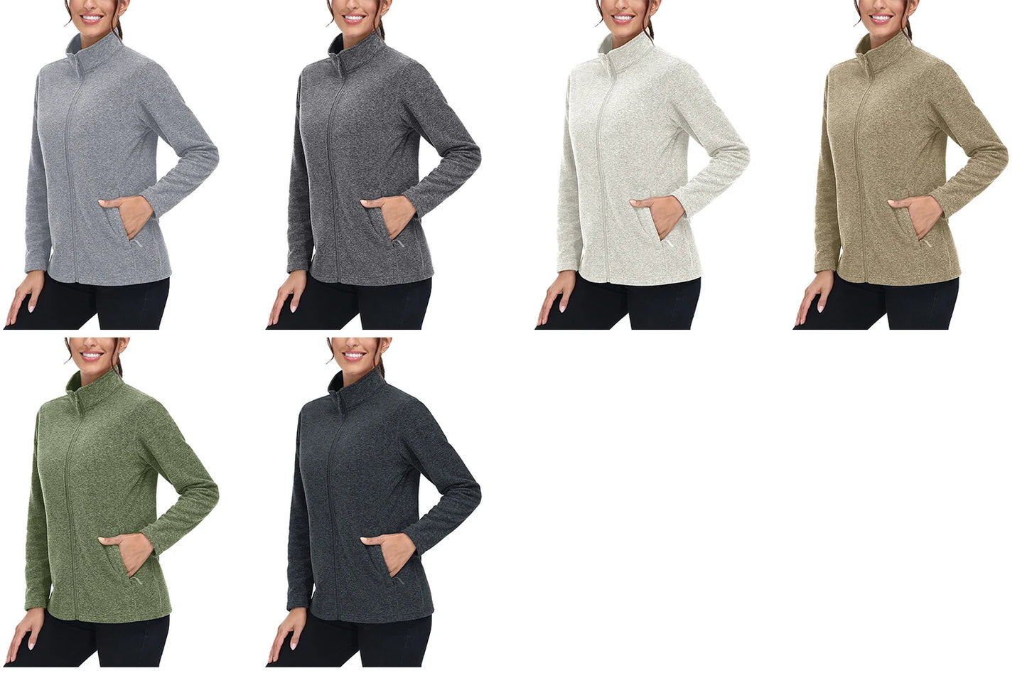 TACVASEN Spring/Autumn Lightweight Full Zip Fleece Jackets Womens Turtleneck Sweater Sports Warm Sweatshirts Thermal Casual Tops