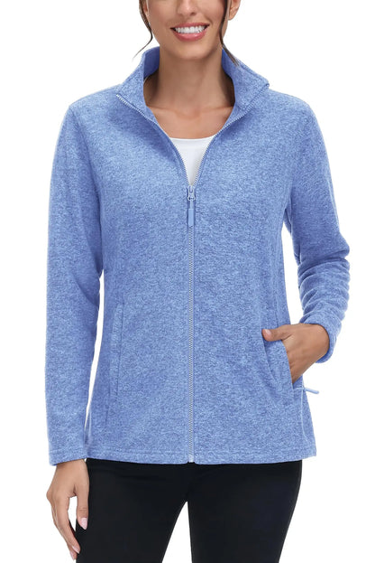 TACVASEN Spring/Autumn Lightweight Full Zip Fleece Jackets Womens Turtleneck Sweater Sports Warm Sweatshirts Thermal Casual Tops