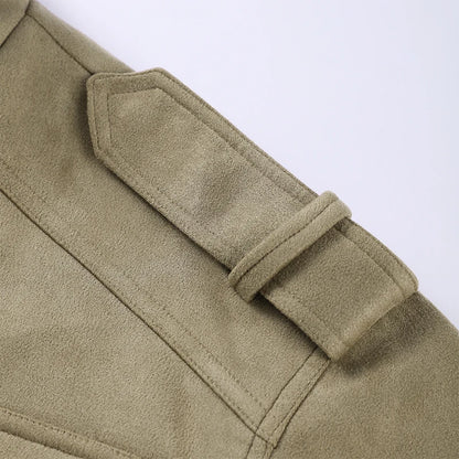 Fashion Suede Solid Coats Women Stand Neck Full Sleeve Zipper Pocket Jackets 2025 Autumn Winter New Female Moto Style Outerwear