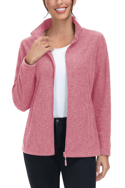 TACVASEN Spring/Autumn Lightweight Full Zip Fleece Jackets Womens Turtleneck Sweater Sports Warm Sweatshirts Thermal Casual Tops