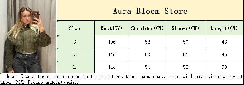 Solid Suede Zipper Short Jacket Women's Retro Full Sleeve Lapel Collar Pocket Elastic Waist Loose Overcoat Lady High Streetwear