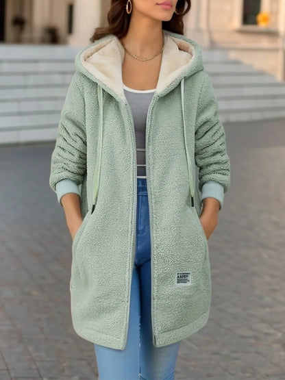 Women's Hooded Top  Winter Coat Thickened Fleece-lined Sweatshirt Carِdigan Winter Trendy New Style Lamb Wool Jacket Ladies