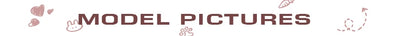 Text 'MODEL PICTURES' with decorative elements on a white background