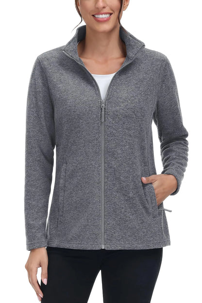 TACVASEN Spring/Autumn Lightweight Full Zip Fleece Jackets Womens Turtleneck Sweater Sports Warm Sweatshirts Thermal Casual Tops