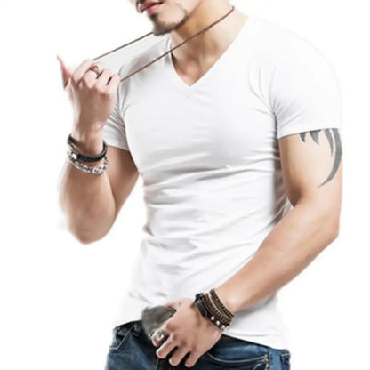 2022 New Men T Shirt Fitness V neck Man T-shirt For Male Clothing T-shirts M-5XL Tops Tees ropa hombre футболка мужская