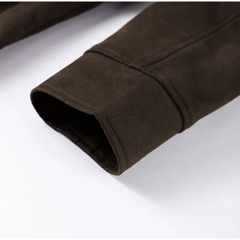 2025 Autumn New Belt Suede Jackets Women Lapel Long Sleeve One Button Lace Up Jacket Vintage Brown Loose Lady Outerwears Street