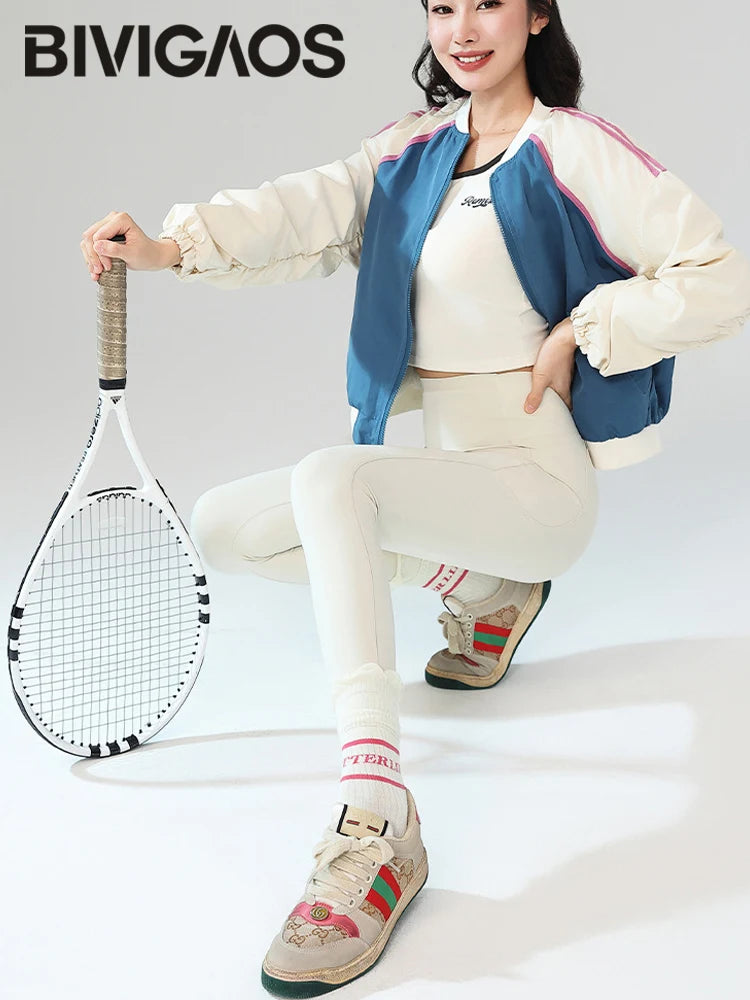 BIVIGAOS Autumn Winter Fleece Pocket Sharkskin Leggings Women High Waist Tight-Fit Velvet Thickened Warm Sports Running Leggings