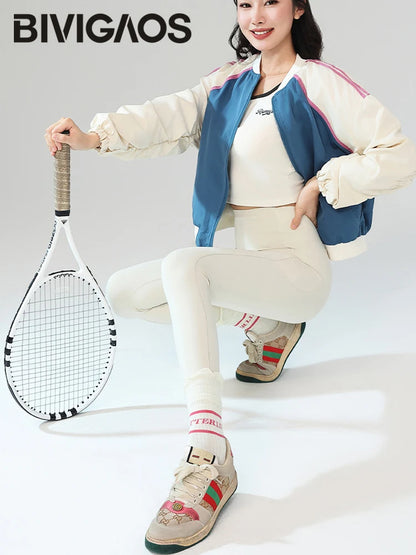 BIVIGAOS Autumn Winter Fleece Pocket Sharkskin Leggings Women High Waist Tight-Fit Velvet Thickened Warm Sports Running Leggings