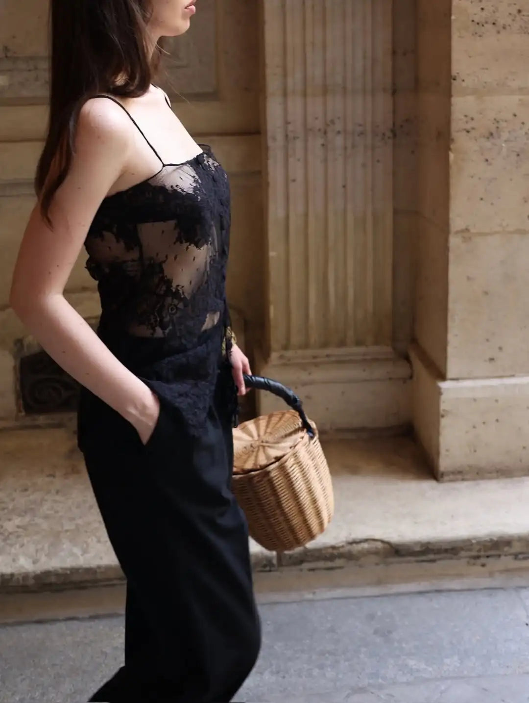 Lady Lace Patchwork Sling Top Sexy Sleeveless Off-shoulder Single Breasted See Through Blouse Women Chic Vacation Party Tops