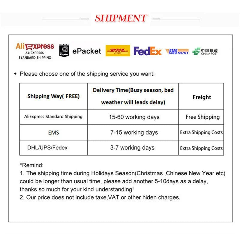 Shipping service comparison chart with various logistics providers on a white background