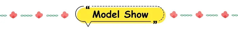 Text 'Model Show' in a yellow box with decorative elements on a white background
