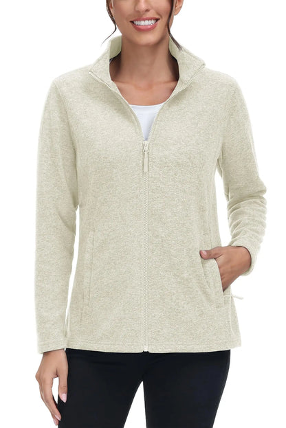 TACVASEN Spring/Autumn Lightweight Full Zip Fleece Jackets Womens Turtleneck Sweater Sports Warm Sweatshirts Thermal Casual Tops