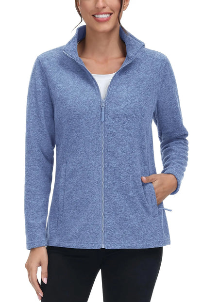 TACVASEN Spring/Autumn Lightweight Full Zip Fleece Jackets Womens Turtleneck Sweater Sports Warm Sweatshirts Thermal Casual Tops