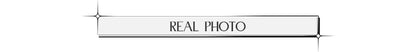 Rectangular label with 'REAL PHOTO' text on a white background