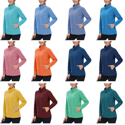 TACVASEN Spring/Autumn Lightweight Full Zip Fleece Jackets Womens Turtleneck Sweater Sports Warm Sweatshirts Thermal Casual Tops