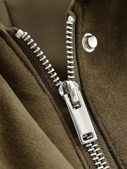 YENKYE Women Front Patch Pockets Faux Leather Bomber Jacket Long Sleeve Zipper Autumn Winter Coat 2025 Loose Outerwear