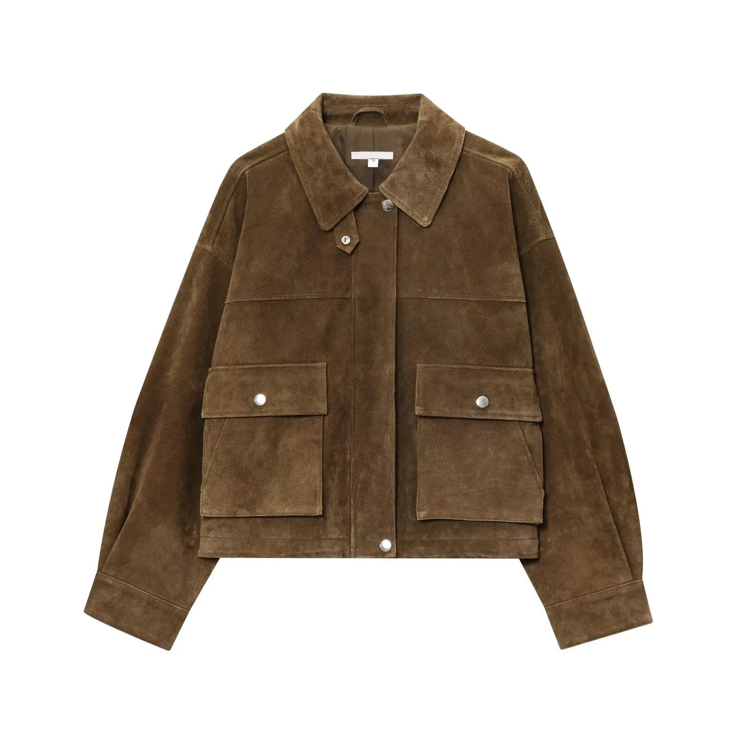 YENKYE Women Front Patch Pockets Faux Leather Bomber Jacket Long Sleeve Zipper Autumn Winter Coat 2025 Loose Outerwear