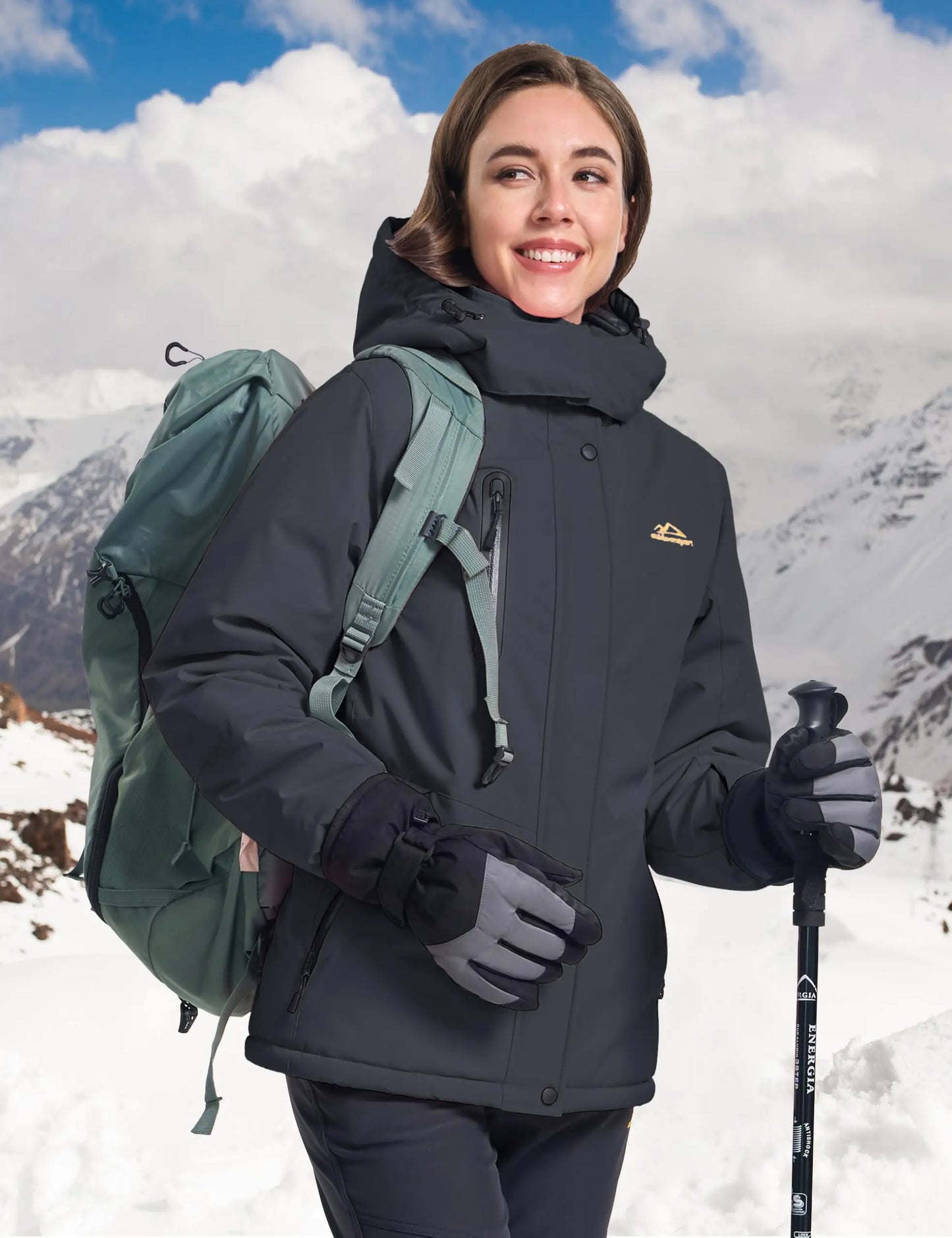 TACVASEN Womens Winter Thermal Jackets Warm Fleece Lined Waterproof Jacktes Snow Ski Hood Coat Mountain Snowboarding Windbreaker