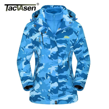 TACVASEN 3 in 1 Fleece Lining Jackets Women's Winter Ski Snowboard Jackets Hooded Coats Windproof Water Resistance Hiking Parka