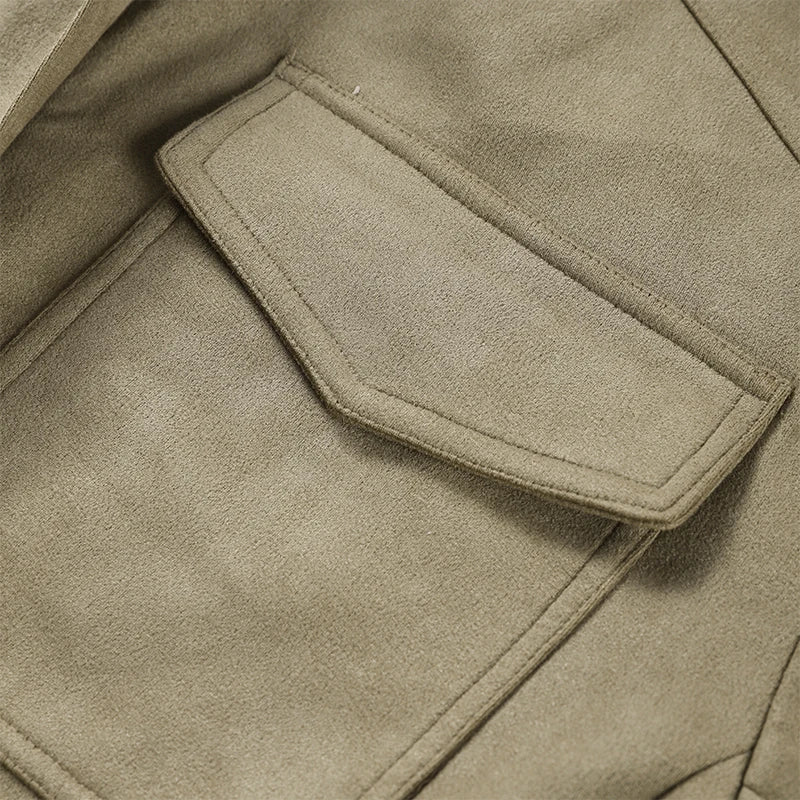 Fashion Suede Solid Coats Women Stand Neck Full Sleeve Zipper Pocket Jackets 2025 Autumn Winter New Female Moto Style Outerwear