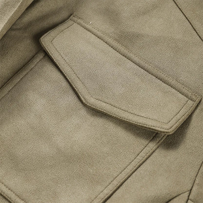 Fashion Suede Solid Coats Women Stand Neck Full Sleeve Zipper Pocket Jackets 2025 Autumn Winter New Female Moto Style Outerwear