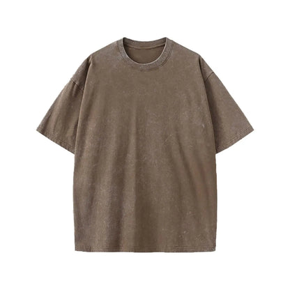 100% Cotton Washed T Shirt Street Solid O Neck Short Sleeve Oversized Tee Blouse New High Quality Men Women Casual Loose Tops