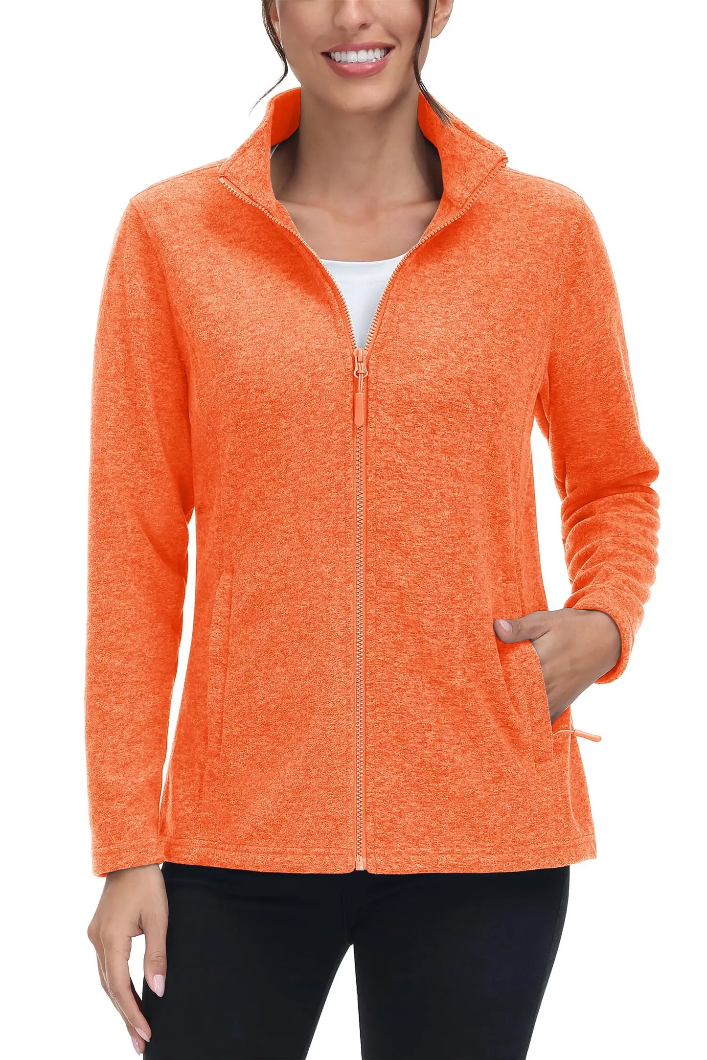 TACVASEN Spring/Autumn Lightweight Full Zip Fleece Jackets Womens Turtleneck Sweater Sports Warm Sweatshirts Thermal Casual Tops