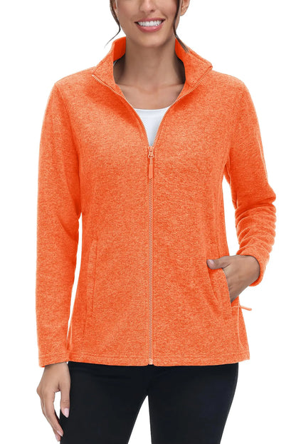 TACVASEN Spring/Autumn Lightweight Full Zip Fleece Jackets Womens Turtleneck Sweater Sports Warm Sweatshirts Thermal Casual Tops