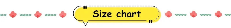 Text 'Size chart' with decorative elements on a yellow background