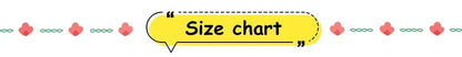 Text 'Size chart' with decorative elements on a yellow background